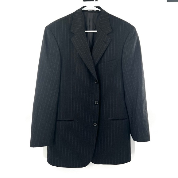 Hugo Boss Other - Hugo Boss striped suit jacket blazer size 40R grey with blue stripes